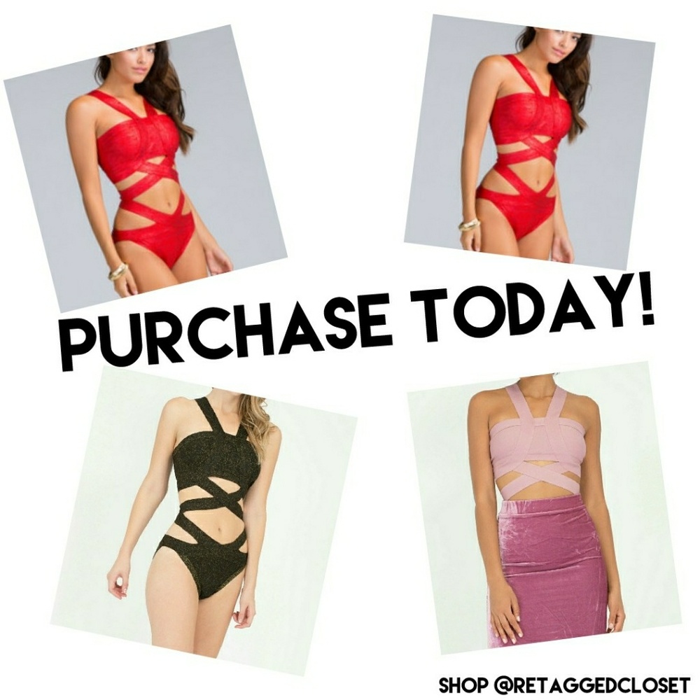 NWOT "Cross it Off" Sparkly Bandage Bodysuit!